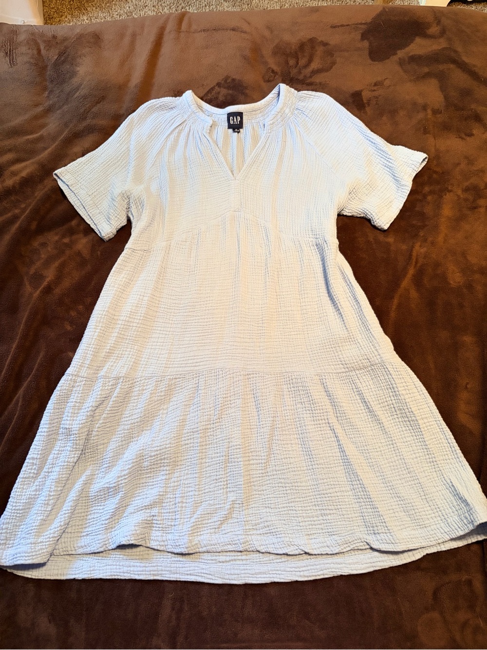 GAP Pale Blue Textured Midi Dress